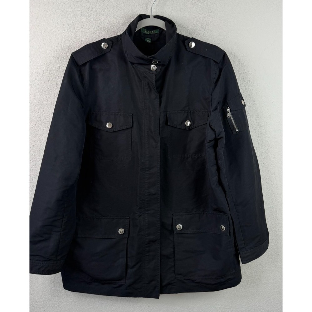 Lauren Ralph Lauren Utility Field Jacket Women's XL Black 4 Pocket Minimalist
